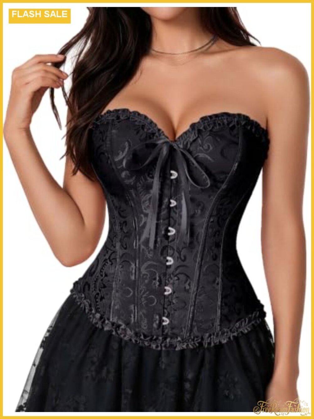 Womens Overbust Corset Top 14-Bone Lace-Up Bustier Costume